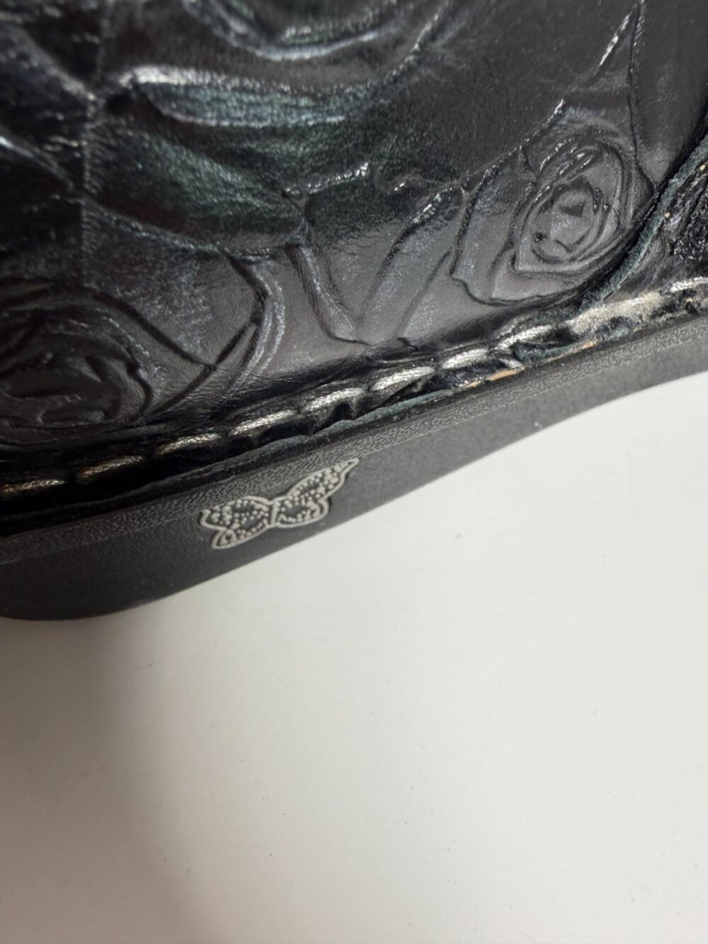 Alegria Black Alli Leather Comfort Clogs Embossed Rose Pattern ALL-571 Size 40 - Picture 8 of 9